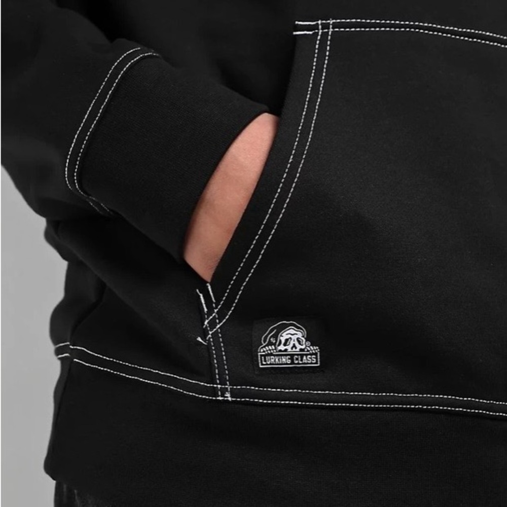 ☠️Lurking Class Embroidered Black Hoodie - Picture 7 of 13